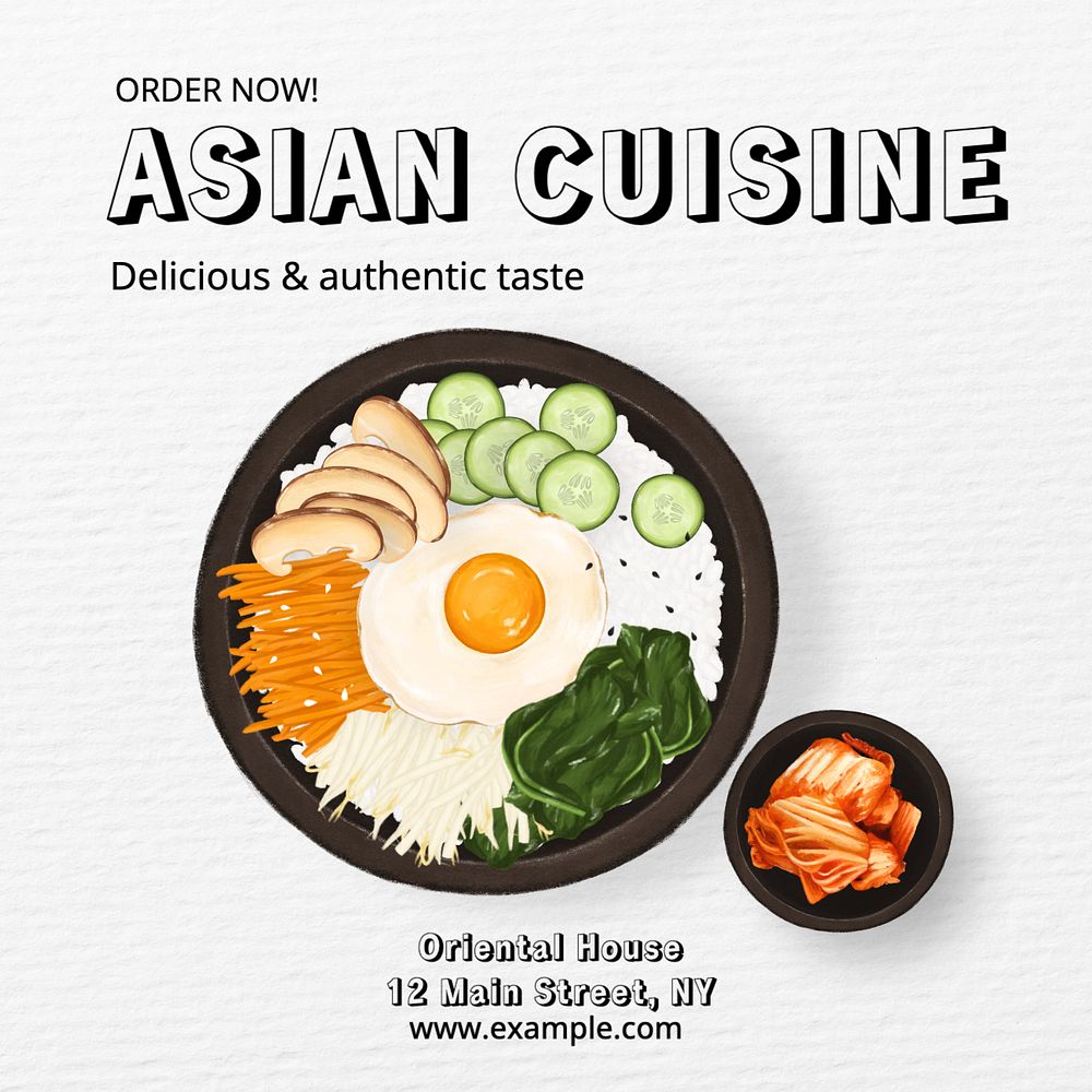 Asian cuisine Instagram post template, editable text