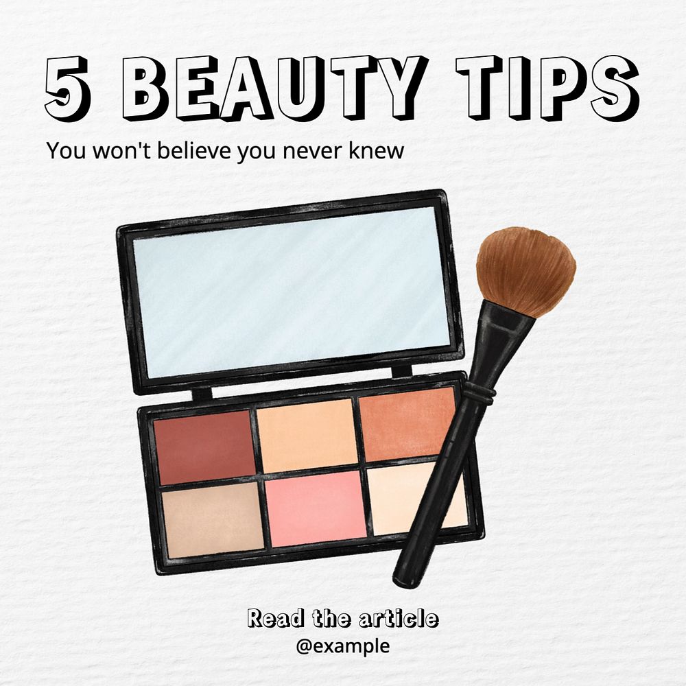 Beauty tips Instagram post template, editable text