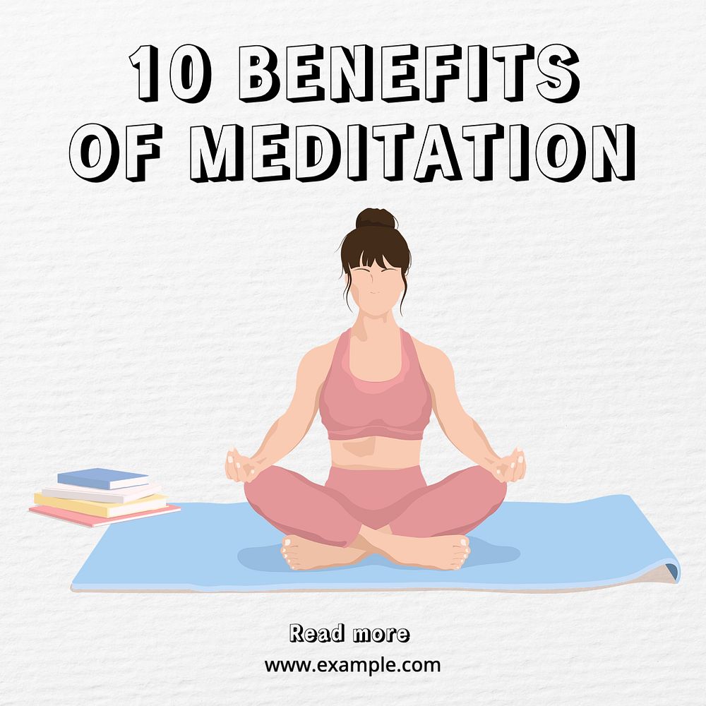 Meditation benefits Instagram post template, editable text