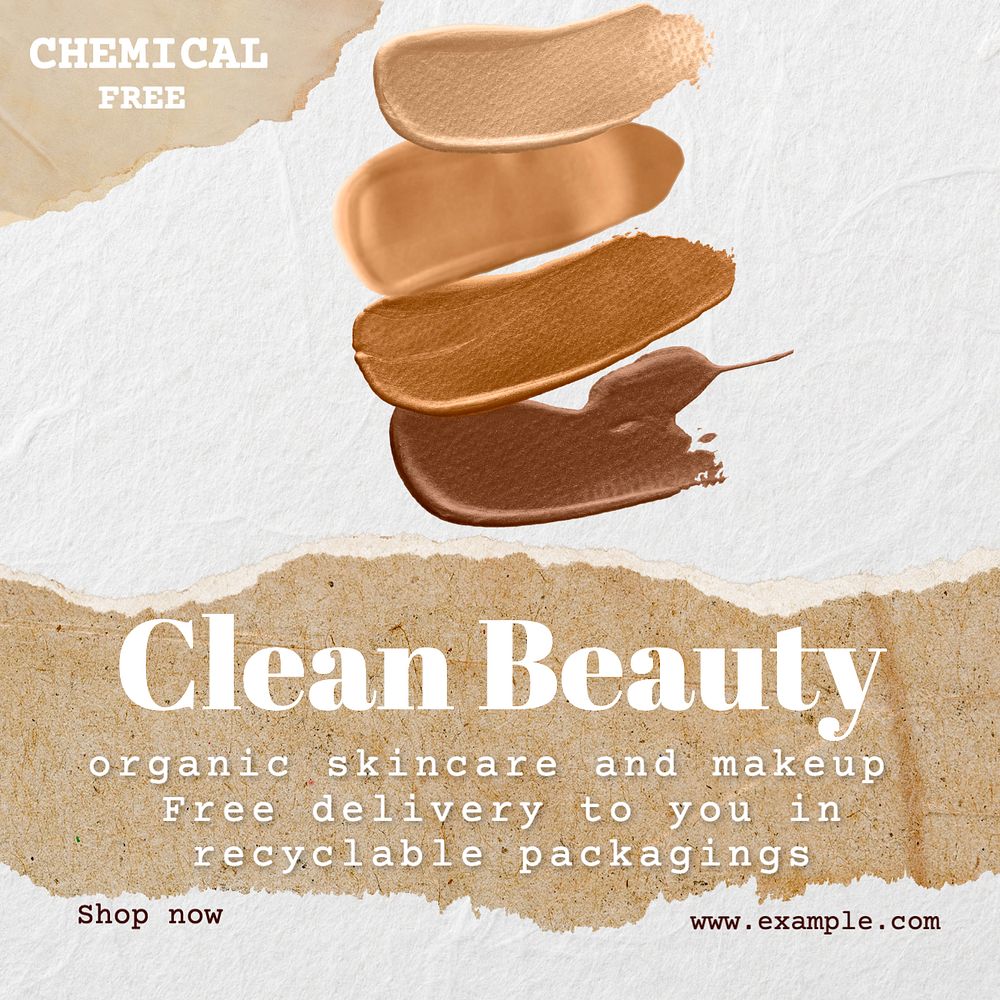 Clean beauty Instagram post template, editable text