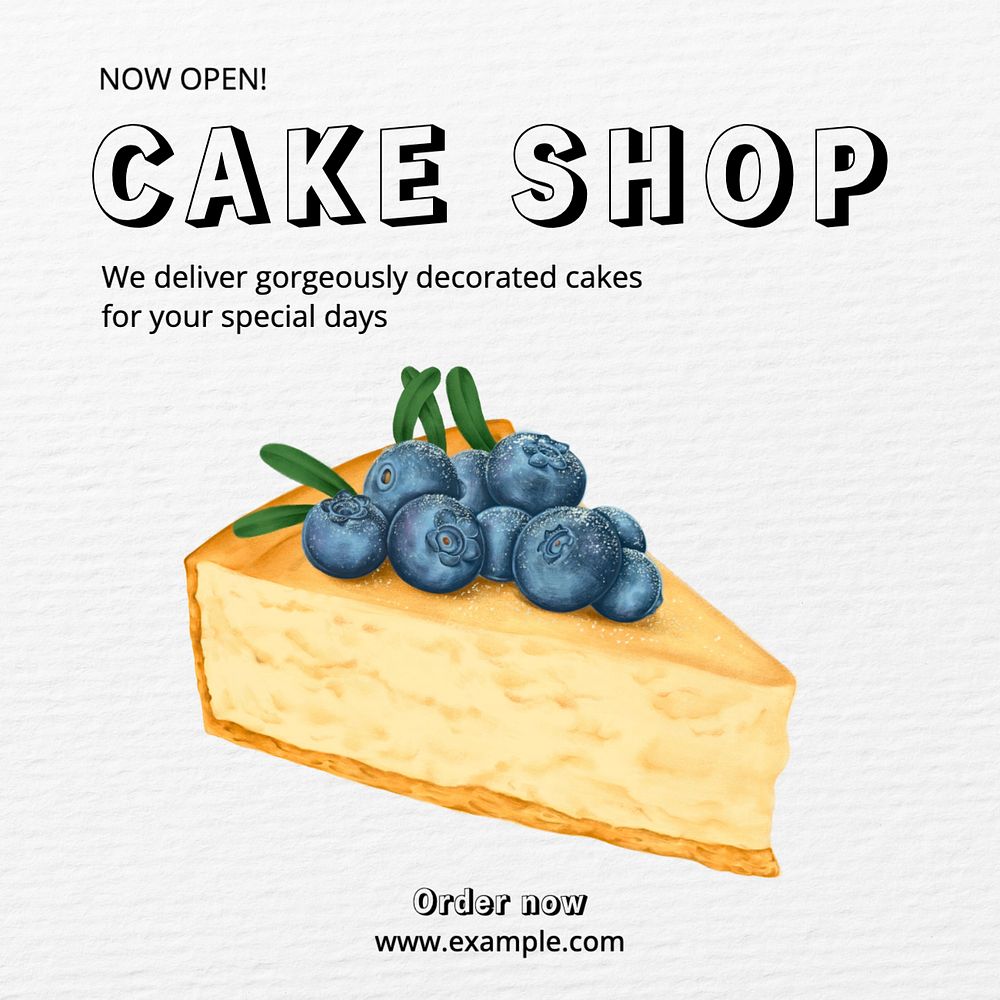 Cake shop Instagram post template, editable text