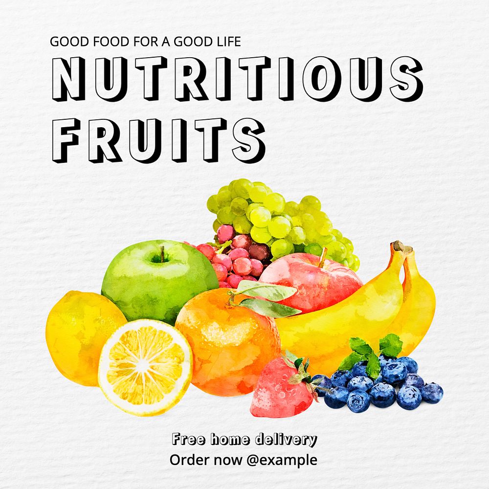 Nutritious fruits Instagram post template, editable text