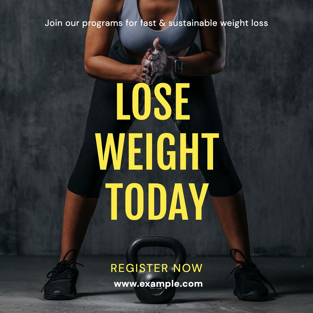 Weight loss Instagram post template, editable text