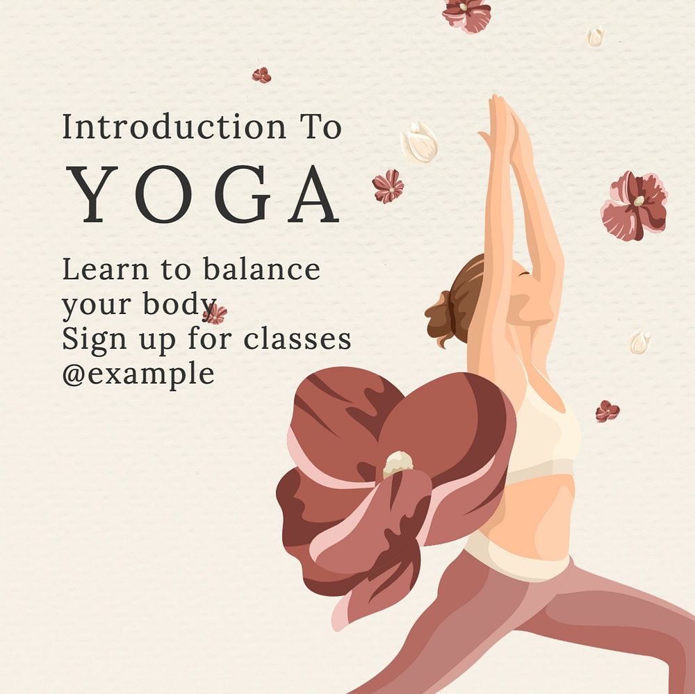 Yoga class Instagram post template, editable text