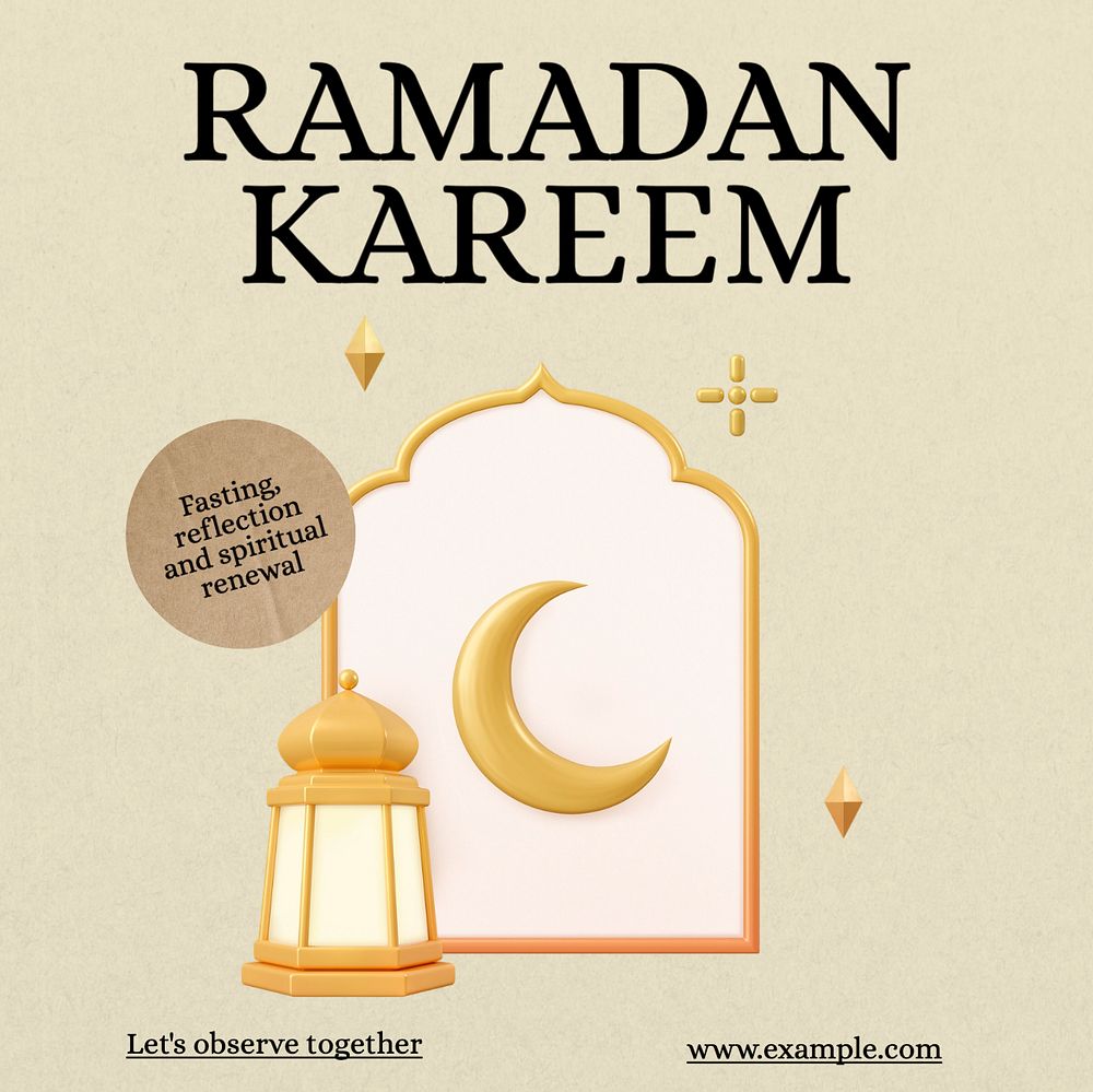 Ramadan Kareem Instagram post template, editable text