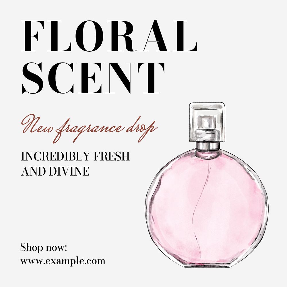 Floral perfume  Instagram post template, editable text