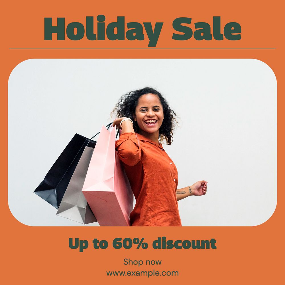 Holiday sale Instagram post template, editable text