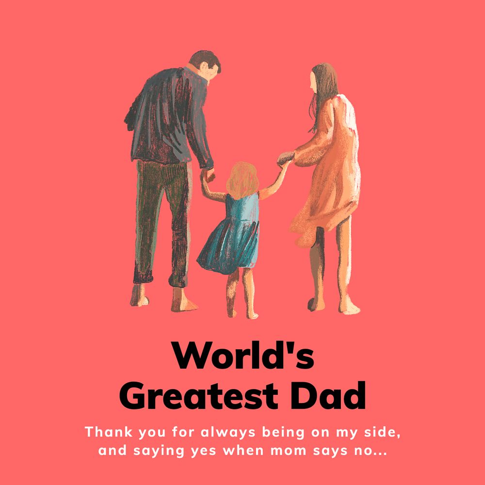 Father's day Instagram post template, editable text