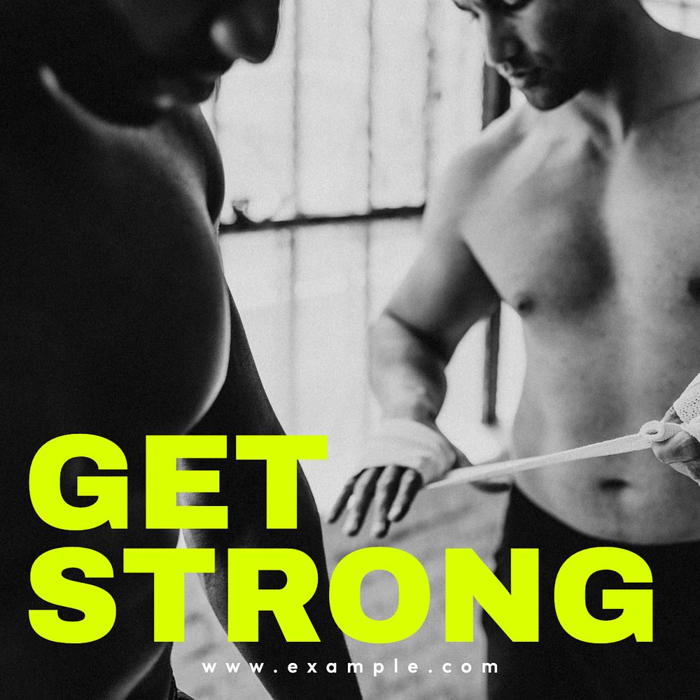 Get strong Instagram post template, editable text