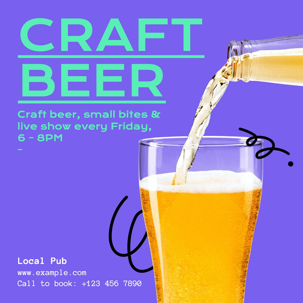 Craft beer Instagram post template, editable text