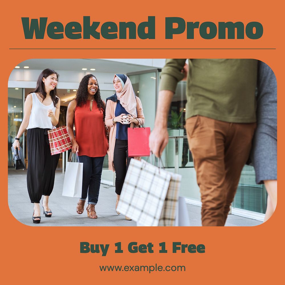 Weekend promotion Instagram post template, editable text