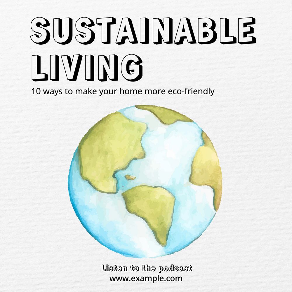 Sustainable living Instagram post template, editable text