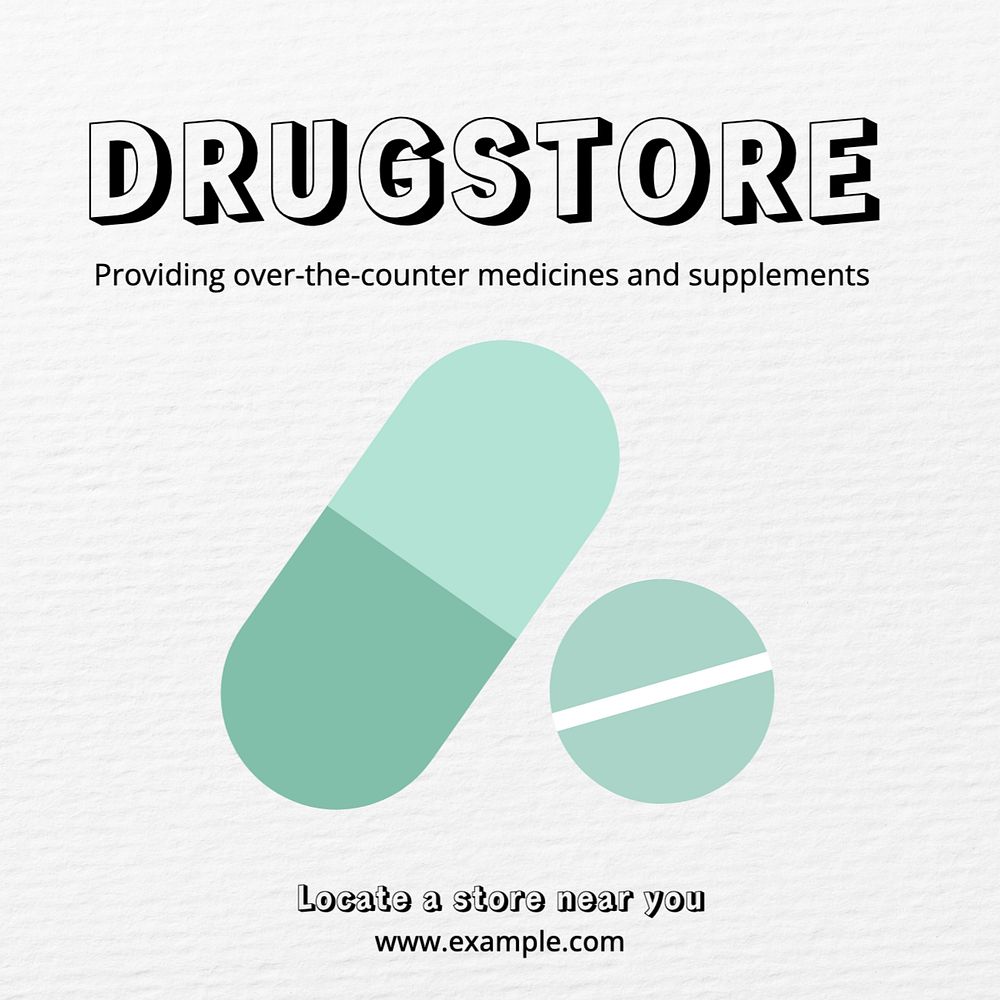 Drugstore Instagram post template, editable text