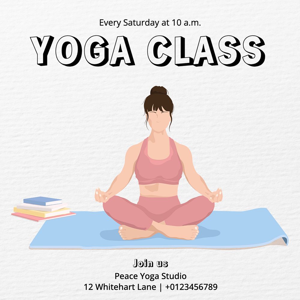 Yoga class Instagram post template, editable text