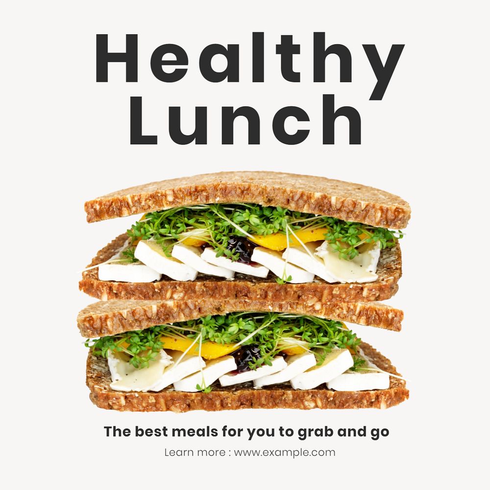 Healthy school lunch Instagram post template, editable text