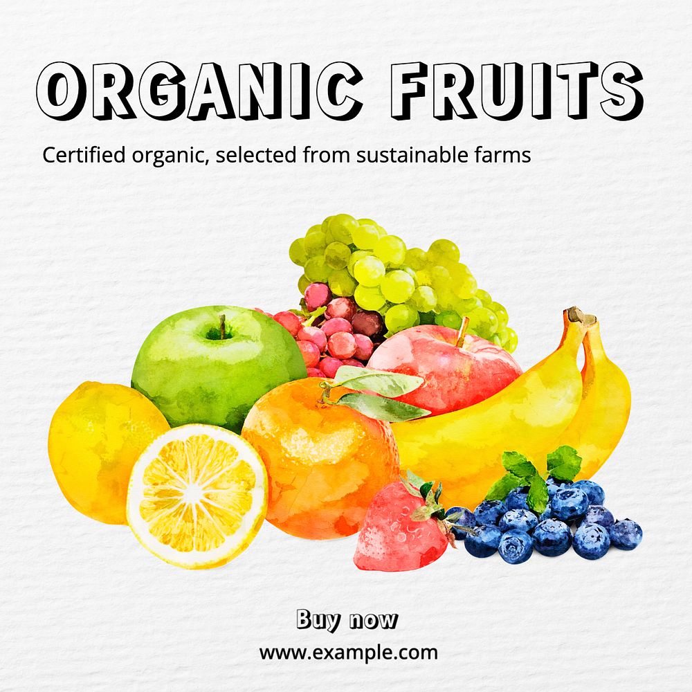 Organic fruits Instagram post template, editable text