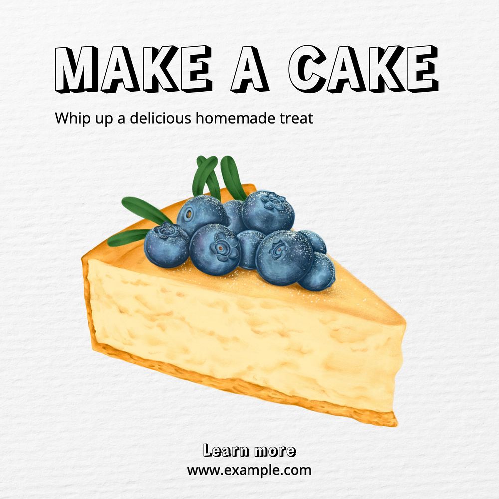 Cake making Instagram post template, editable text