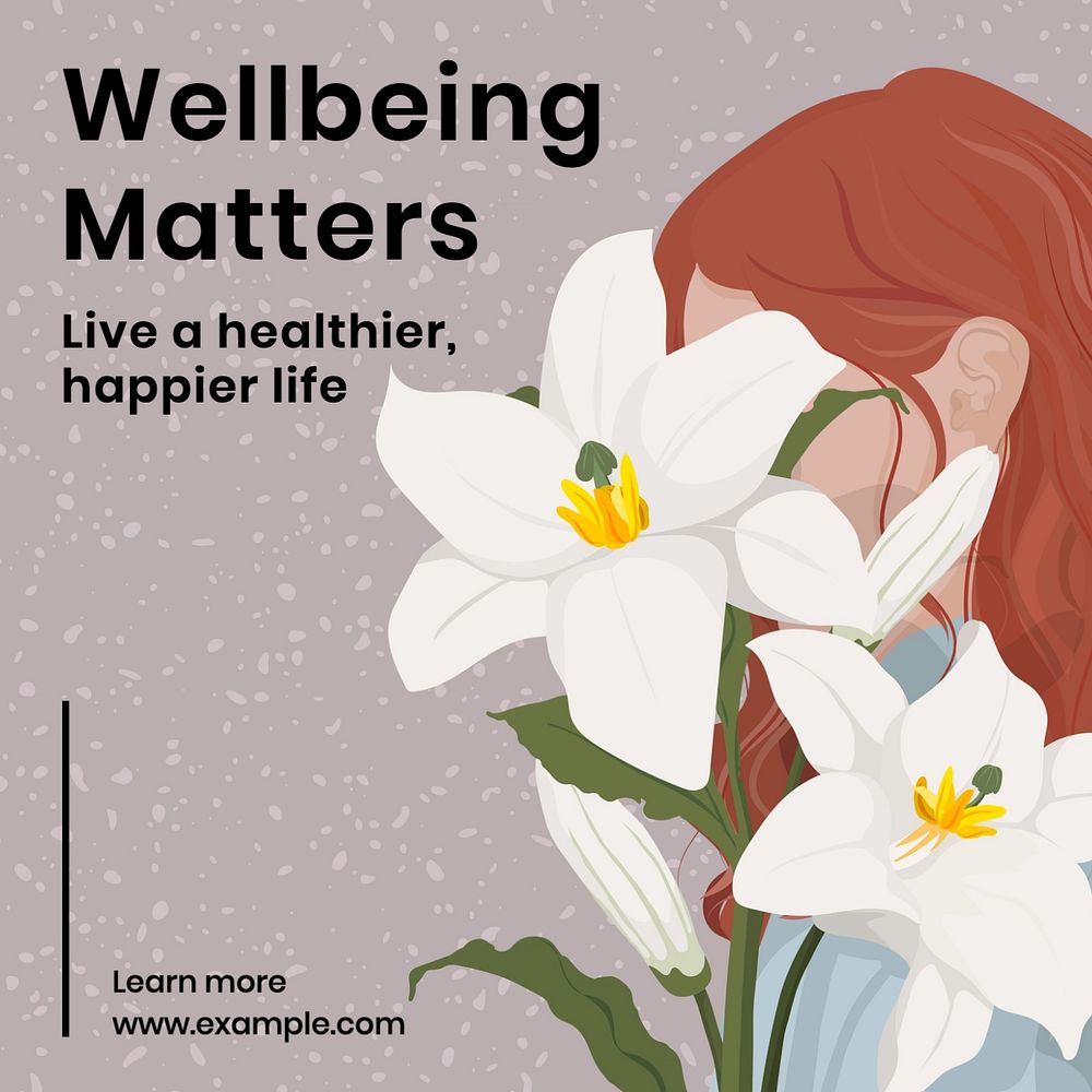 Wellbeing Instagram post template, editable text