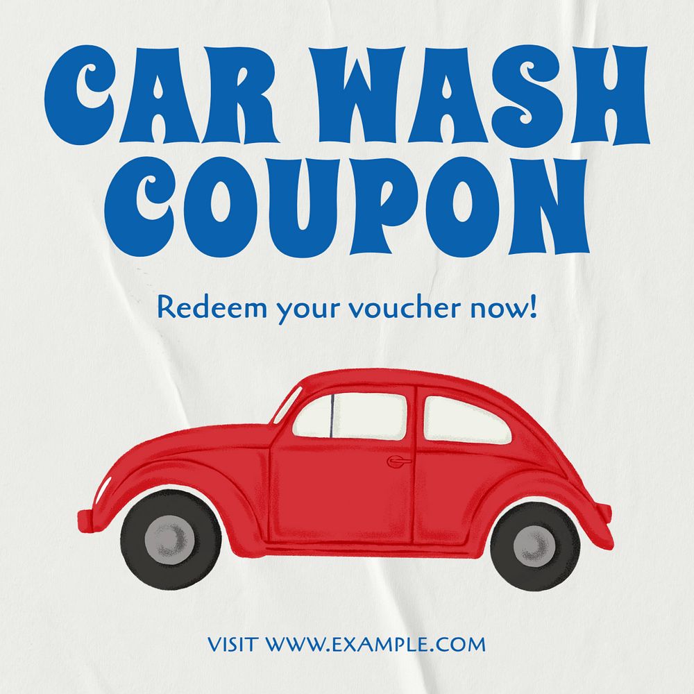 Car wash coupon Instagram post template, editable text