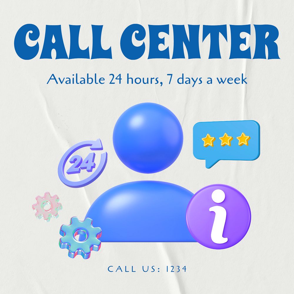 Call center Instagram post template, editable text