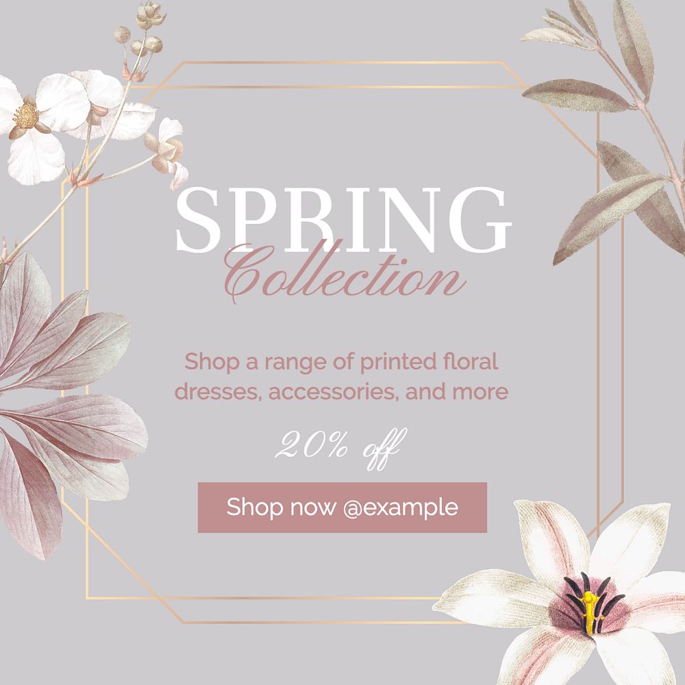 Spring collection Instagram post template, editable text