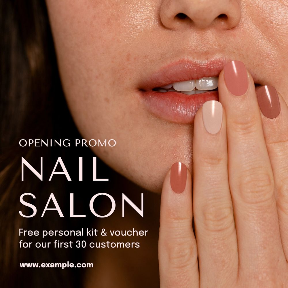 Nail salon  Instagram post template, editable text