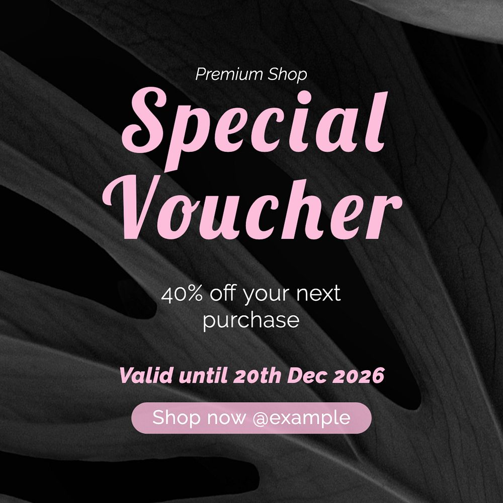 Special voucher Instagram post template, editable text