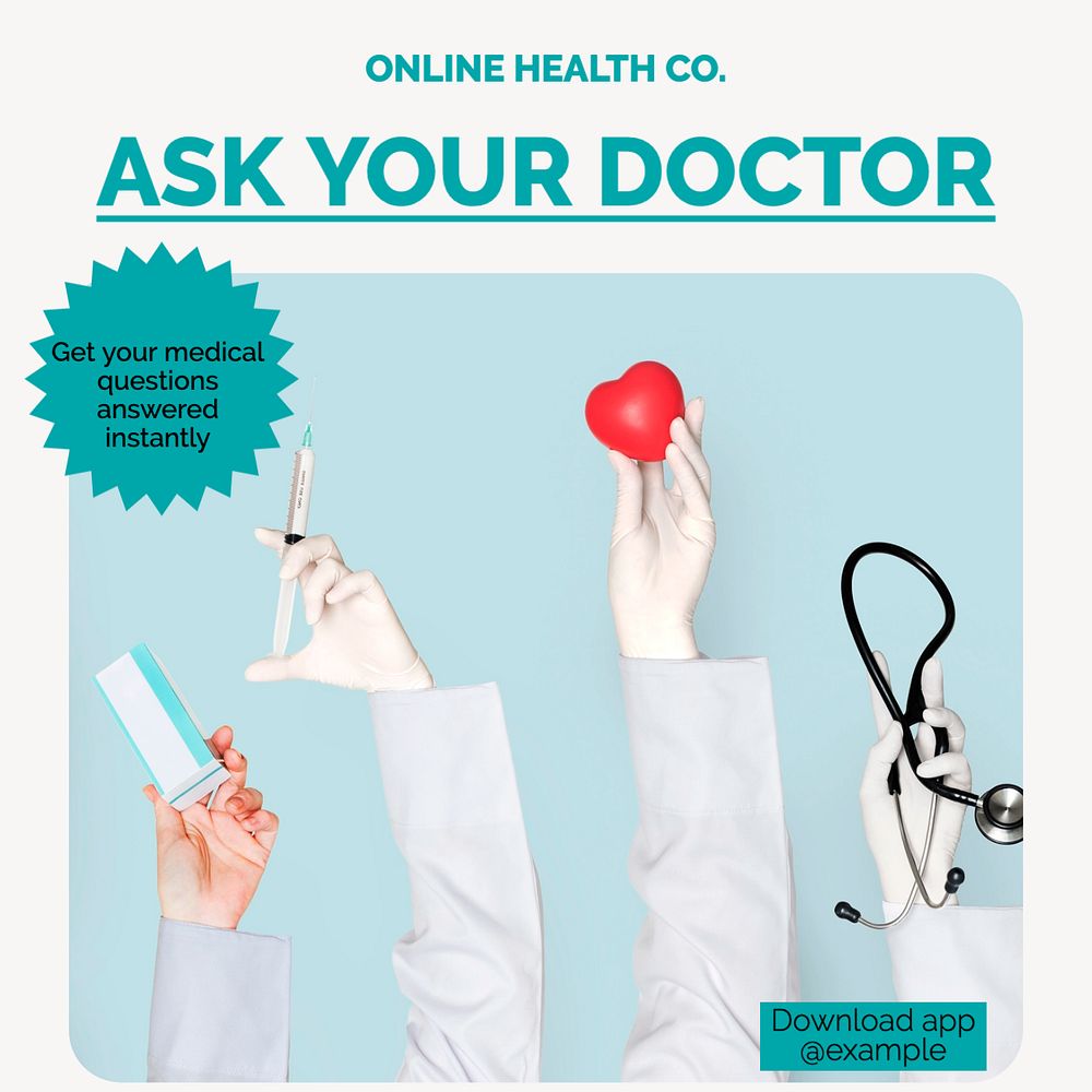 Ask your doctor Instagram post template, editable text