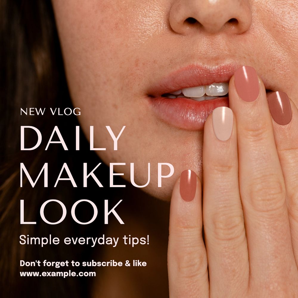 Daily makeup vlog  Instagram post template, editable text