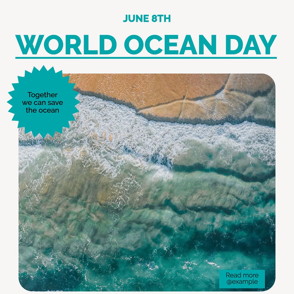 World ocean day Instagram post template, editable text