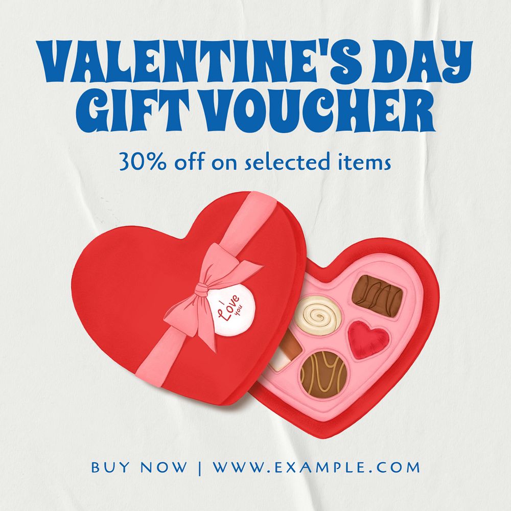 Valentine's Day voucher Instagram post template, editable text