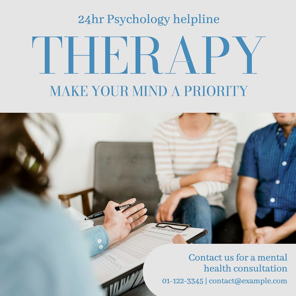 Therapy Instagram post template, editable text