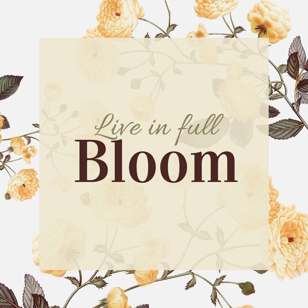 Flower & positivity quote Instagram post template, editable text