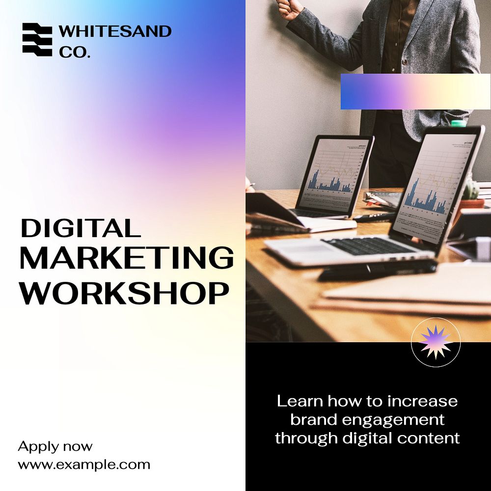 Digital marketing workshop  Instagram post template, editable text