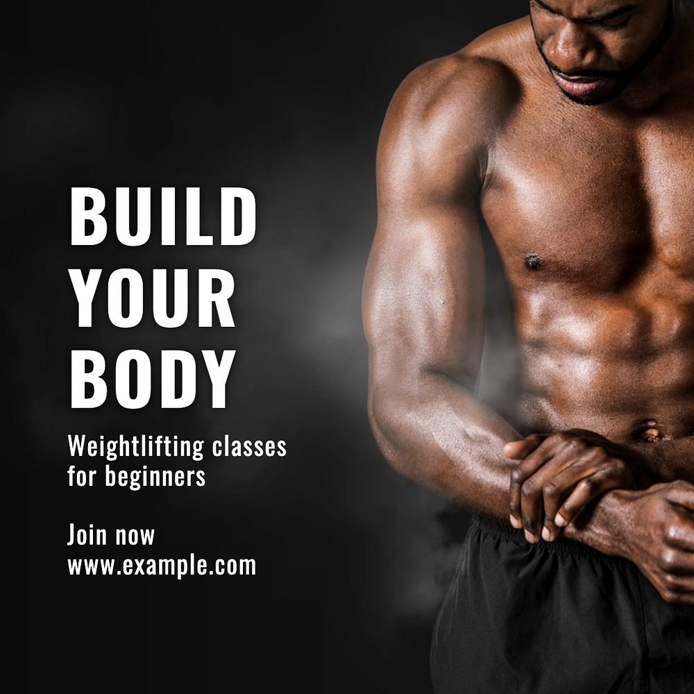 Build your body Instagram post template, editable text