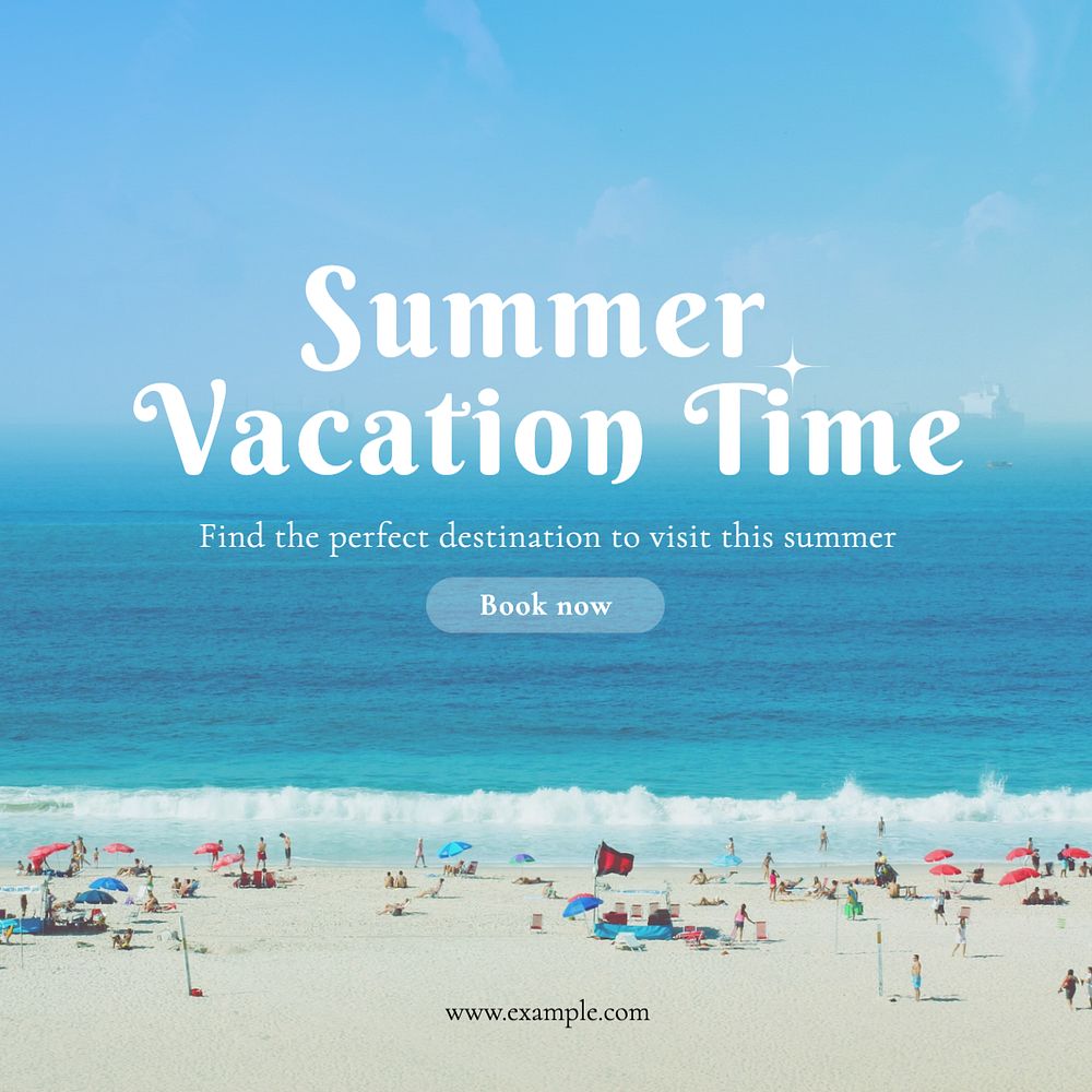 Summer vacation time  Instagram post template, editable text