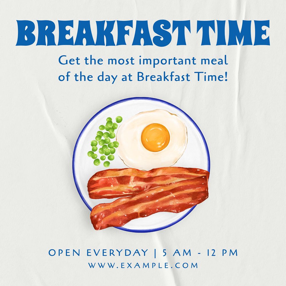 Breakfast time Instagram post template, editable text