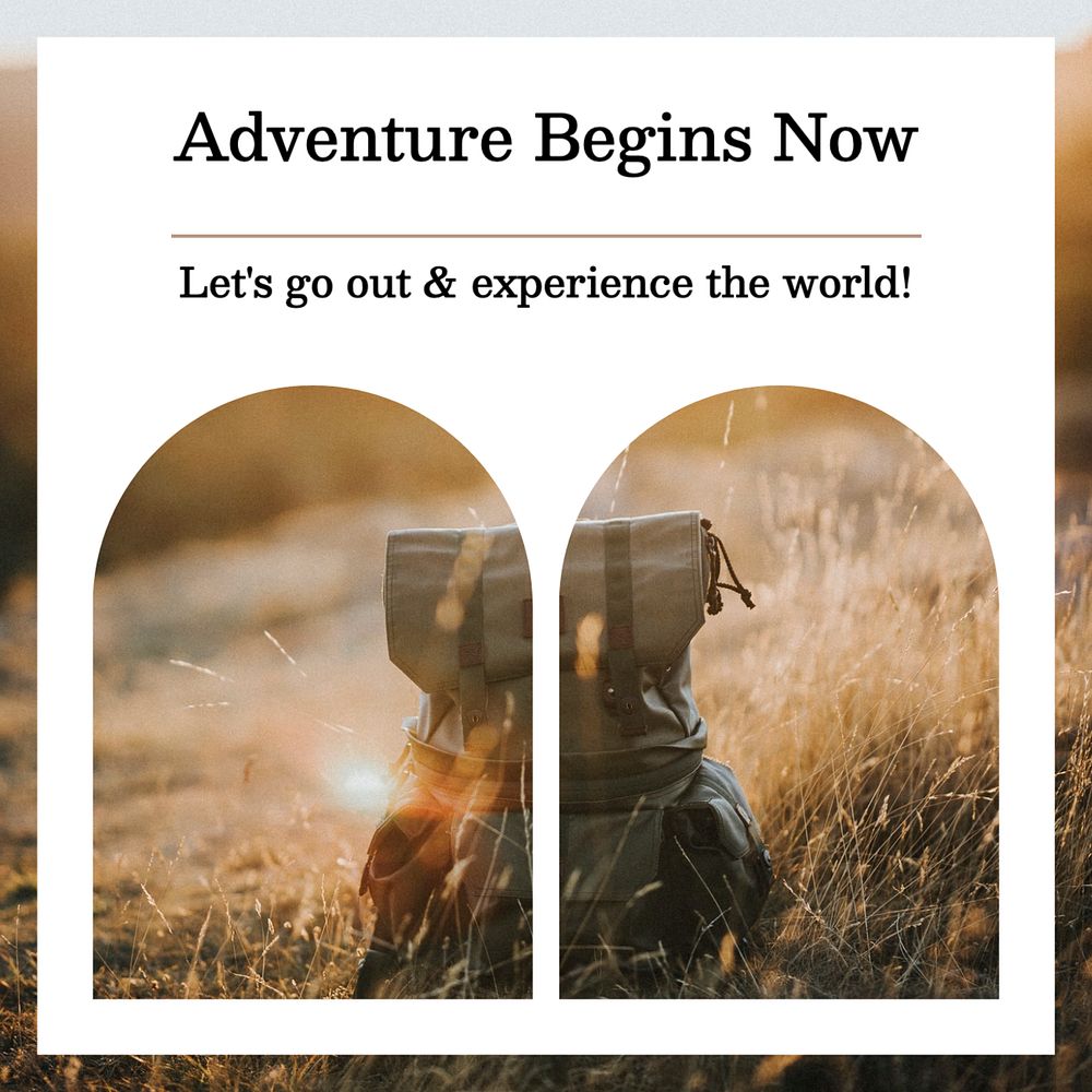 Adventure & travel Instagram post template, editable text