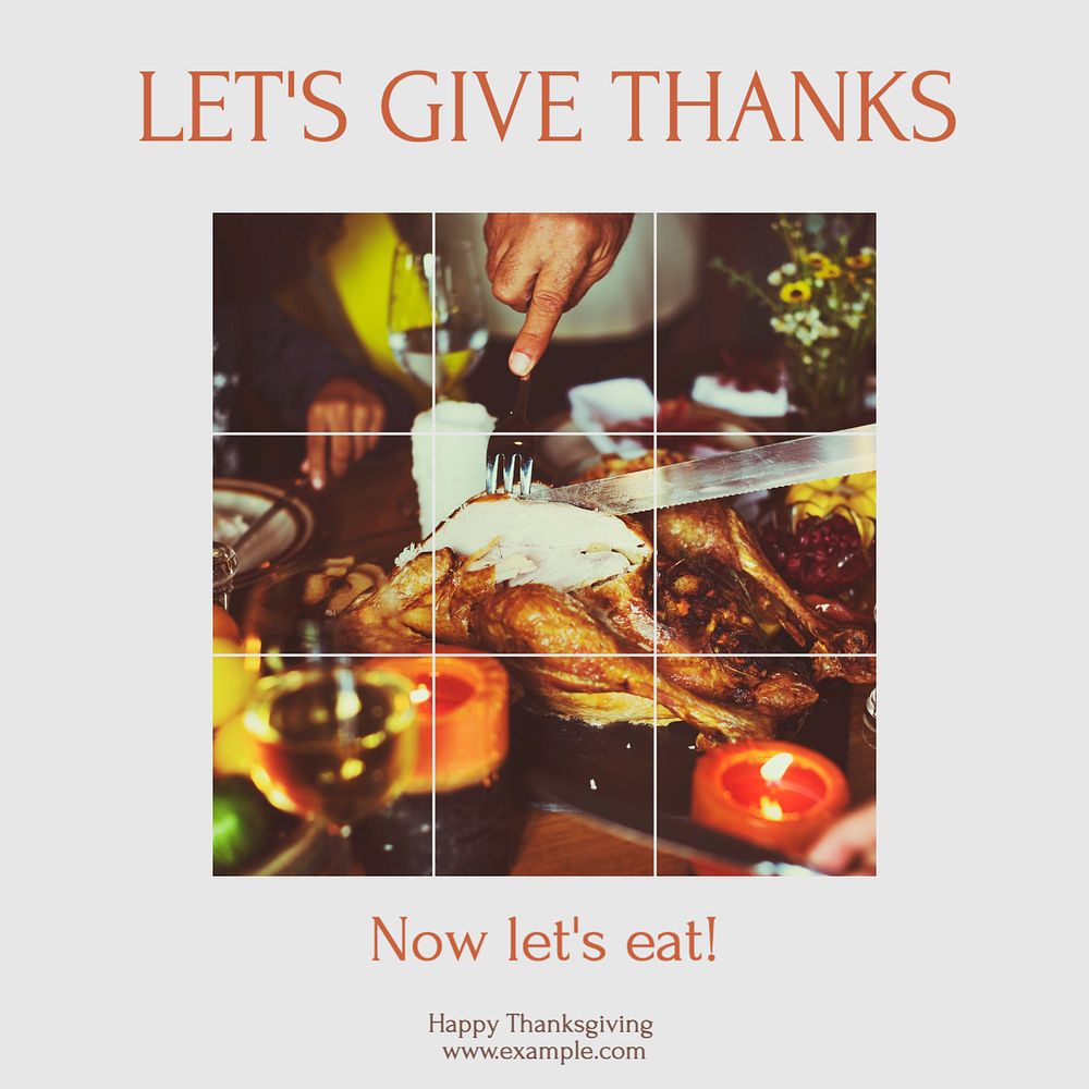 Thanksgiving Instagram post template, editable text