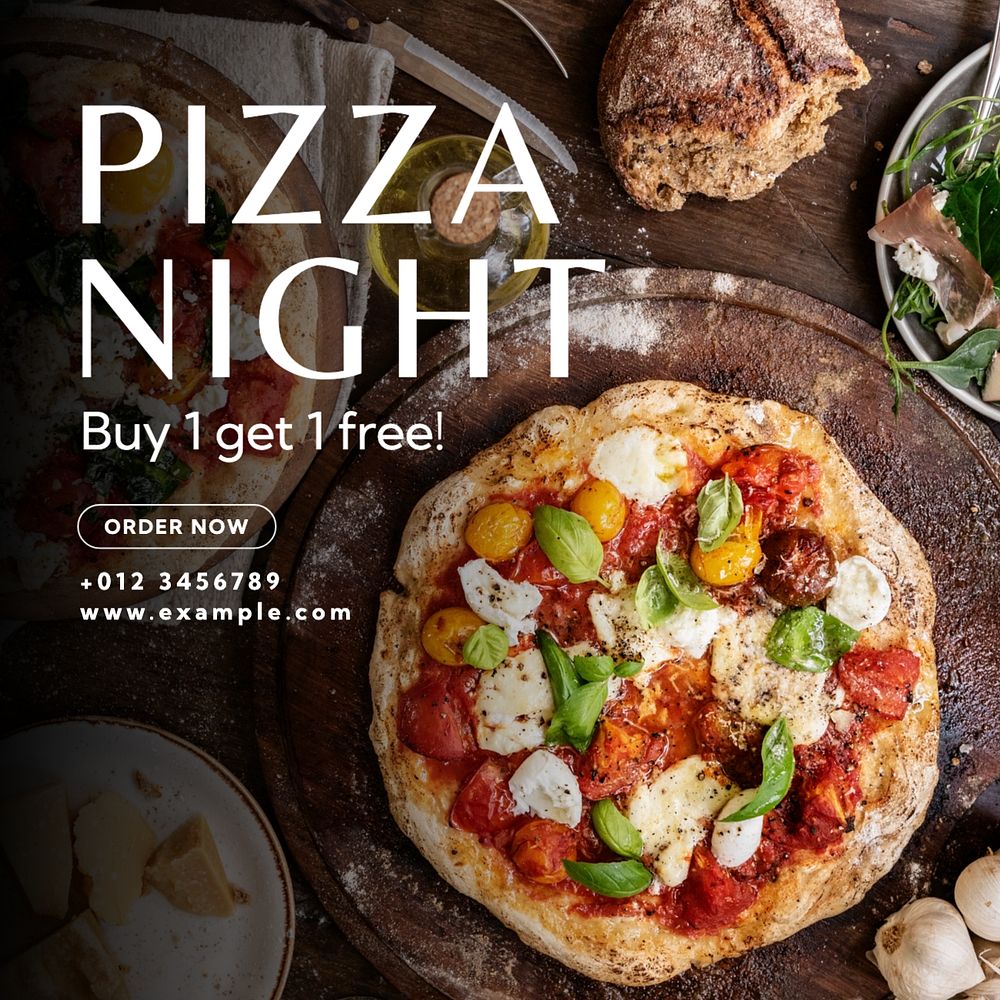 Pizza night  Instagram post template, editable text