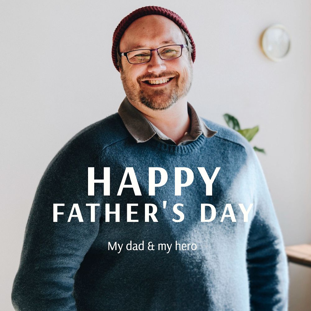 Happy father's day Instagram post template, editable text