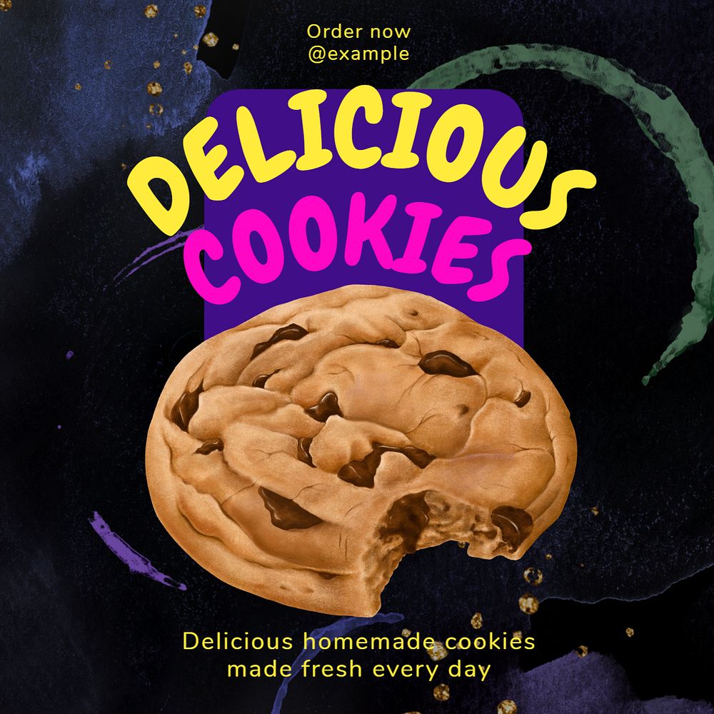 Delicious cookies Instagram post template, editable text