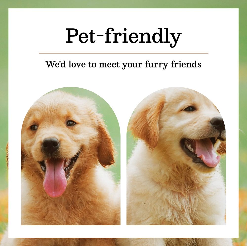 Pet-friendly cafe Instagram post template, editable text