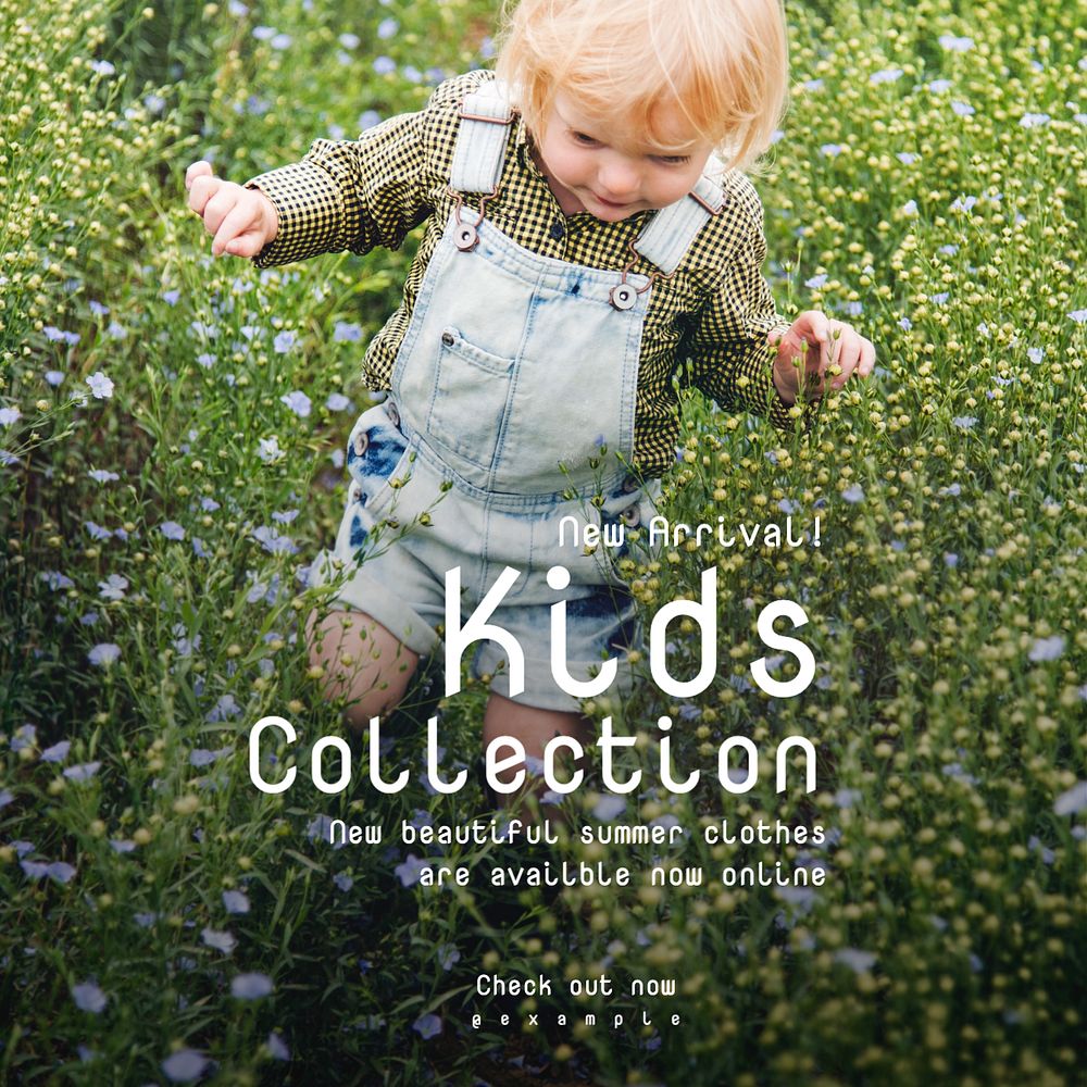 Kids collection  Instagram post template, editable text