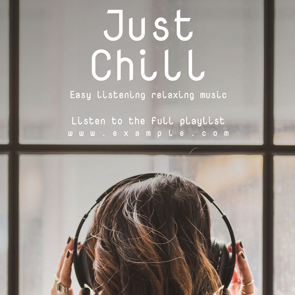 Chill music  Instagram post template, editable text