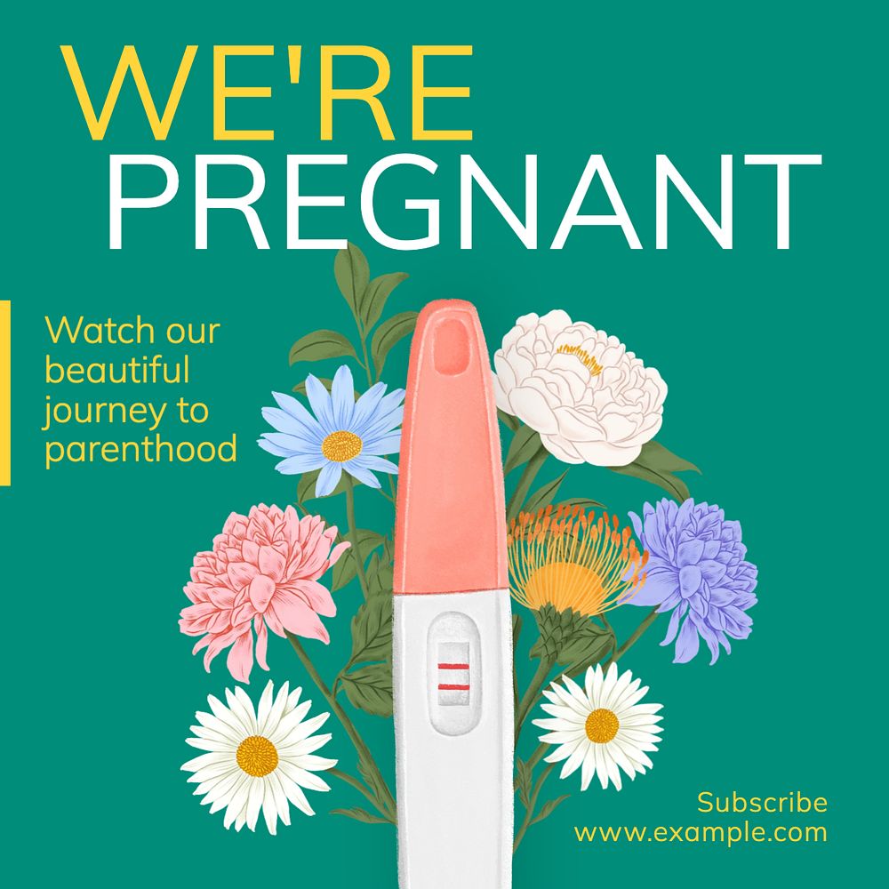 We're pregnant Instagram post template, editable text