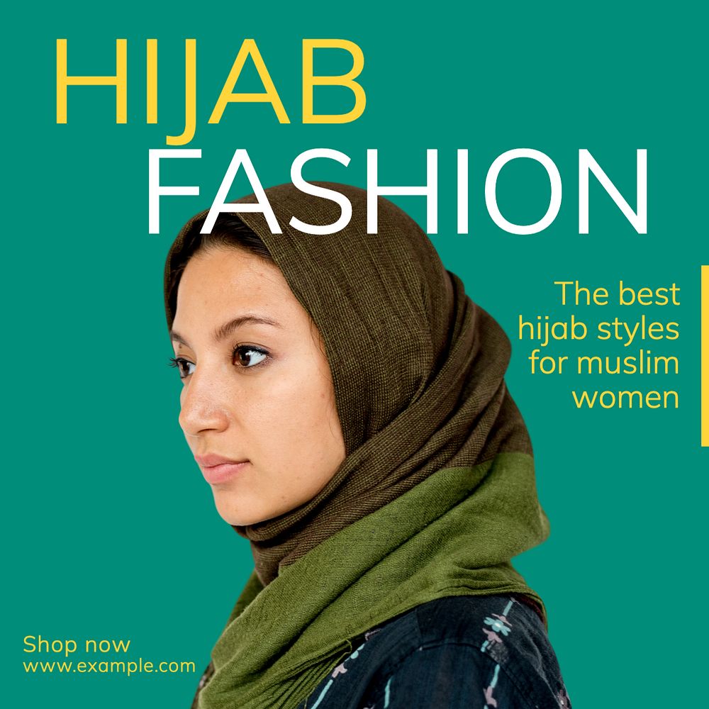 Hijab fashion Instagram post template, editable text