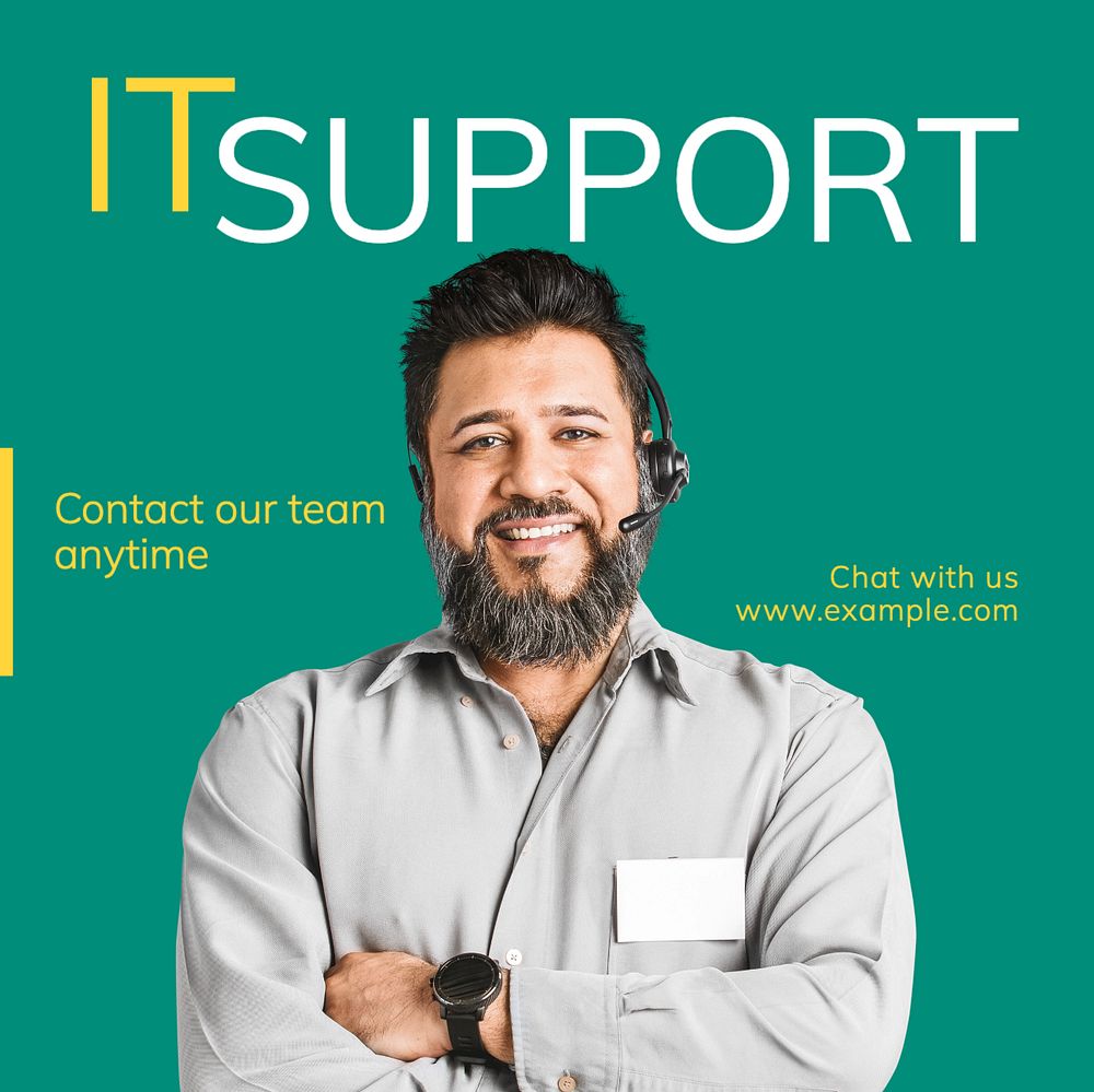 IT support Instagram post template, editable text