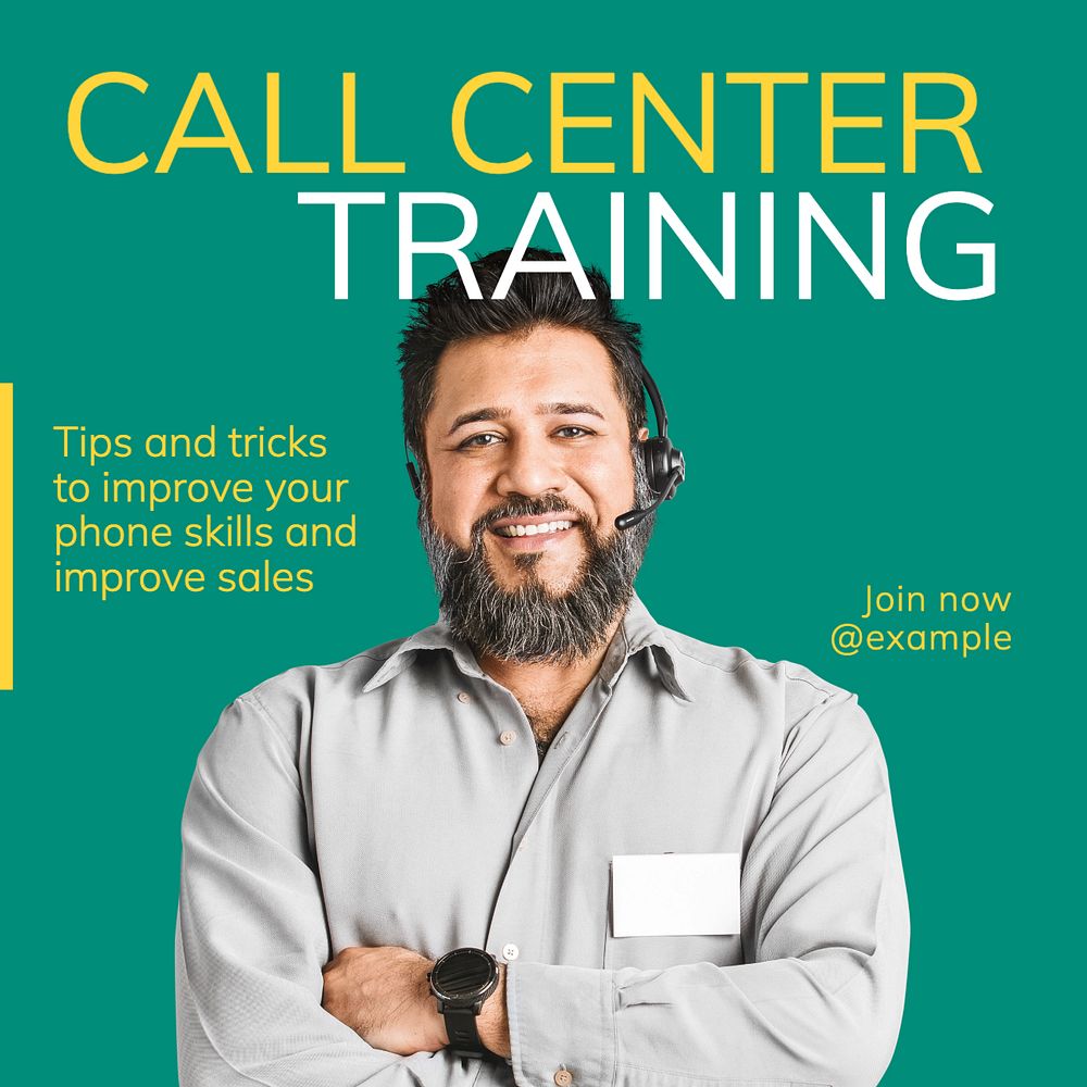 Call center training Instagram post template, editable text