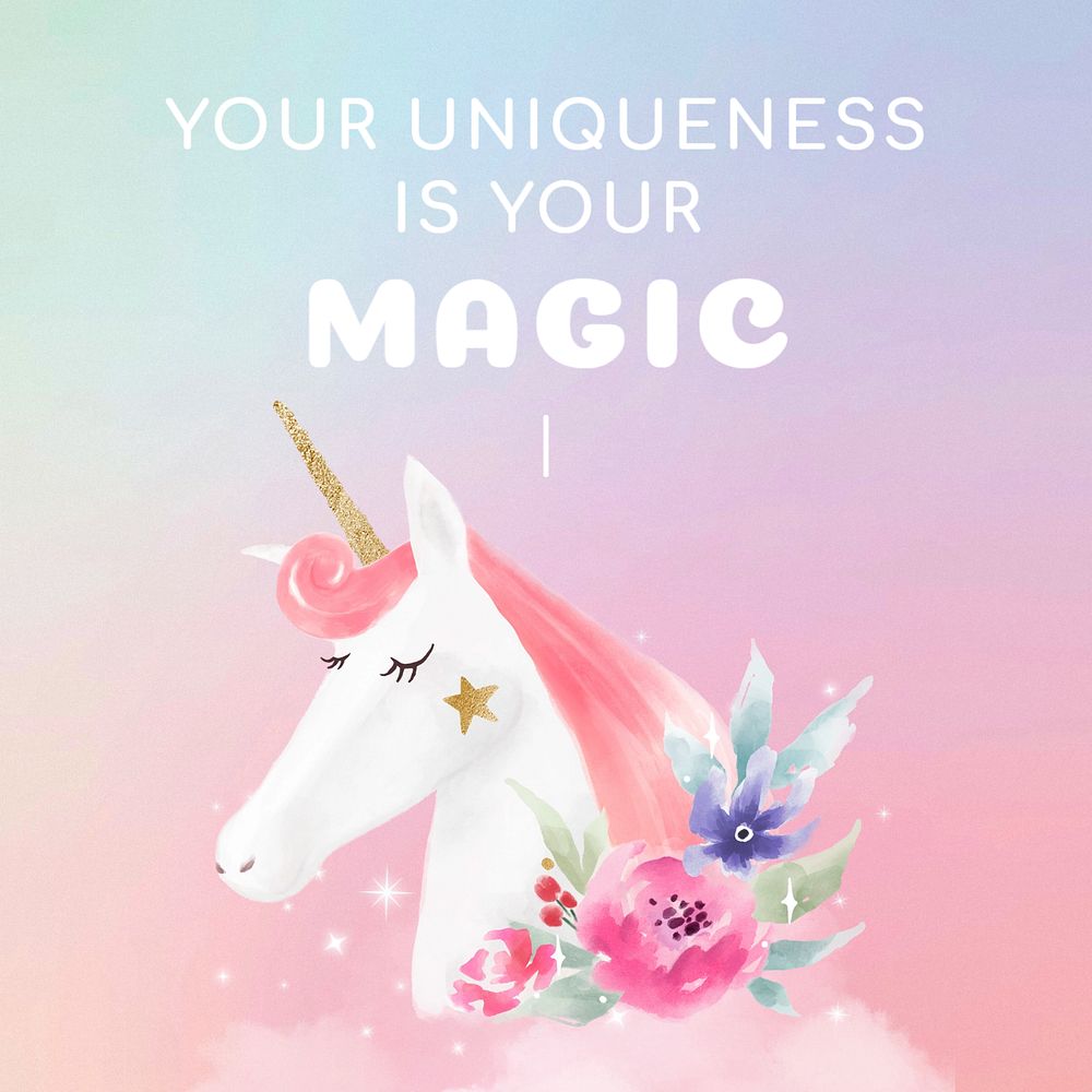 Your uniqueness is magic Instagram post template, editable text